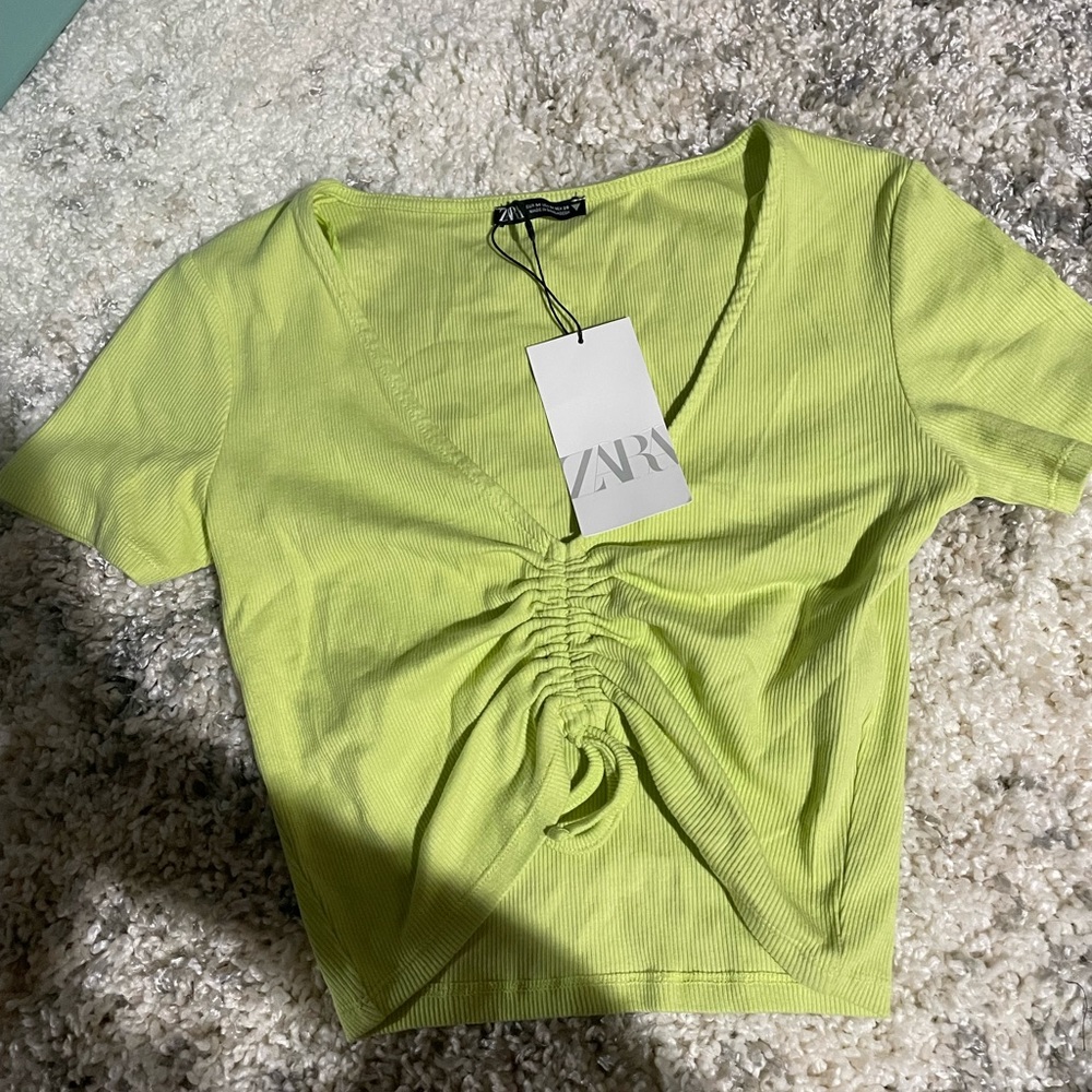 Zara Lime Green Crop Top NWT
